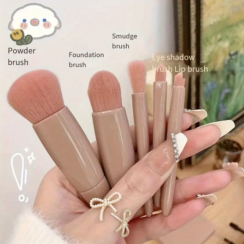5-Piece Portable Makeup Brush Kit