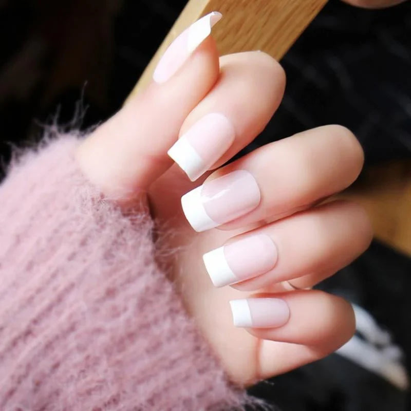 Glue-On French Manicure Nails Kit (Pack of 100)