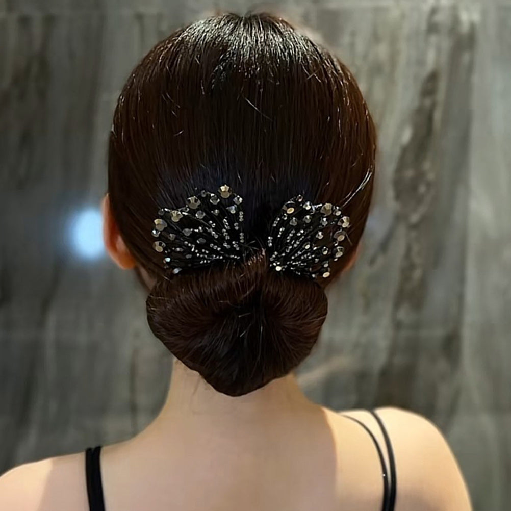 Tail Rhinestone Flower Hair Bun Shaper