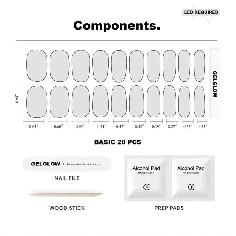 White French Nail Wraps Strips (20 PCS)