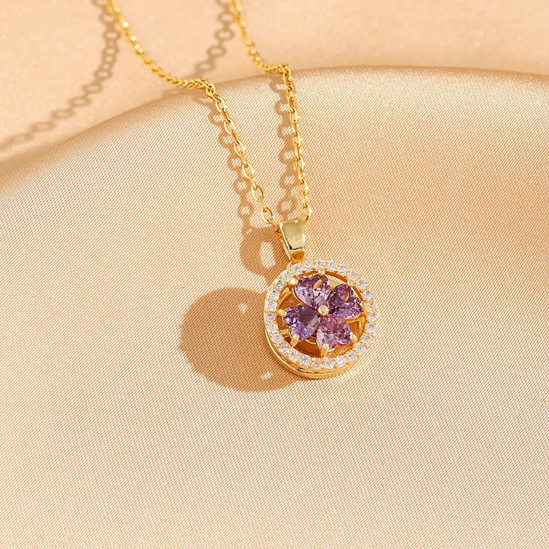 Luxe Crystal Rotating Pendant Necklace