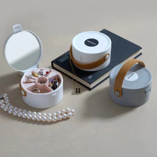 Round Double-Layer Mini Jewelry Organizer Box