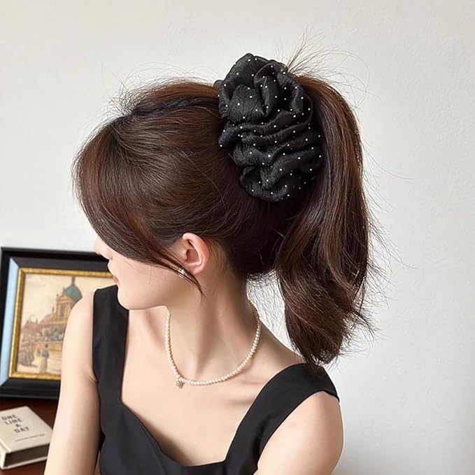 Mesh Bow Bubble Hair Claw Clip With Rhinestones