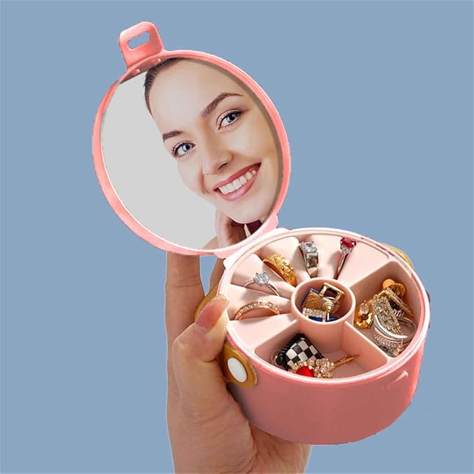 Round Double-Layer Mini Jewelry Organizer Box