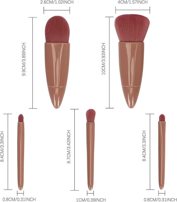 5-Piece Portable Makeup Brush Kit