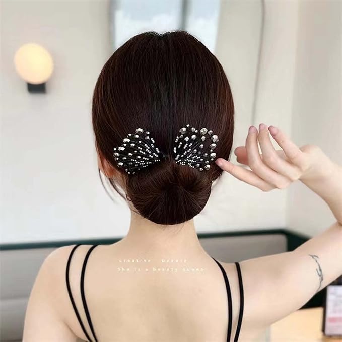 Tail Rhinestone Flower Hair Bun Shaper