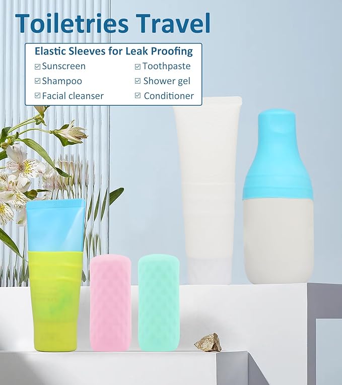 Leak-Proof Silicone Covers for Travel Toiletries