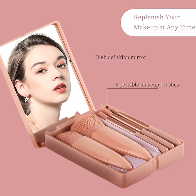 5-Piece Portable Makeup Brush Kit