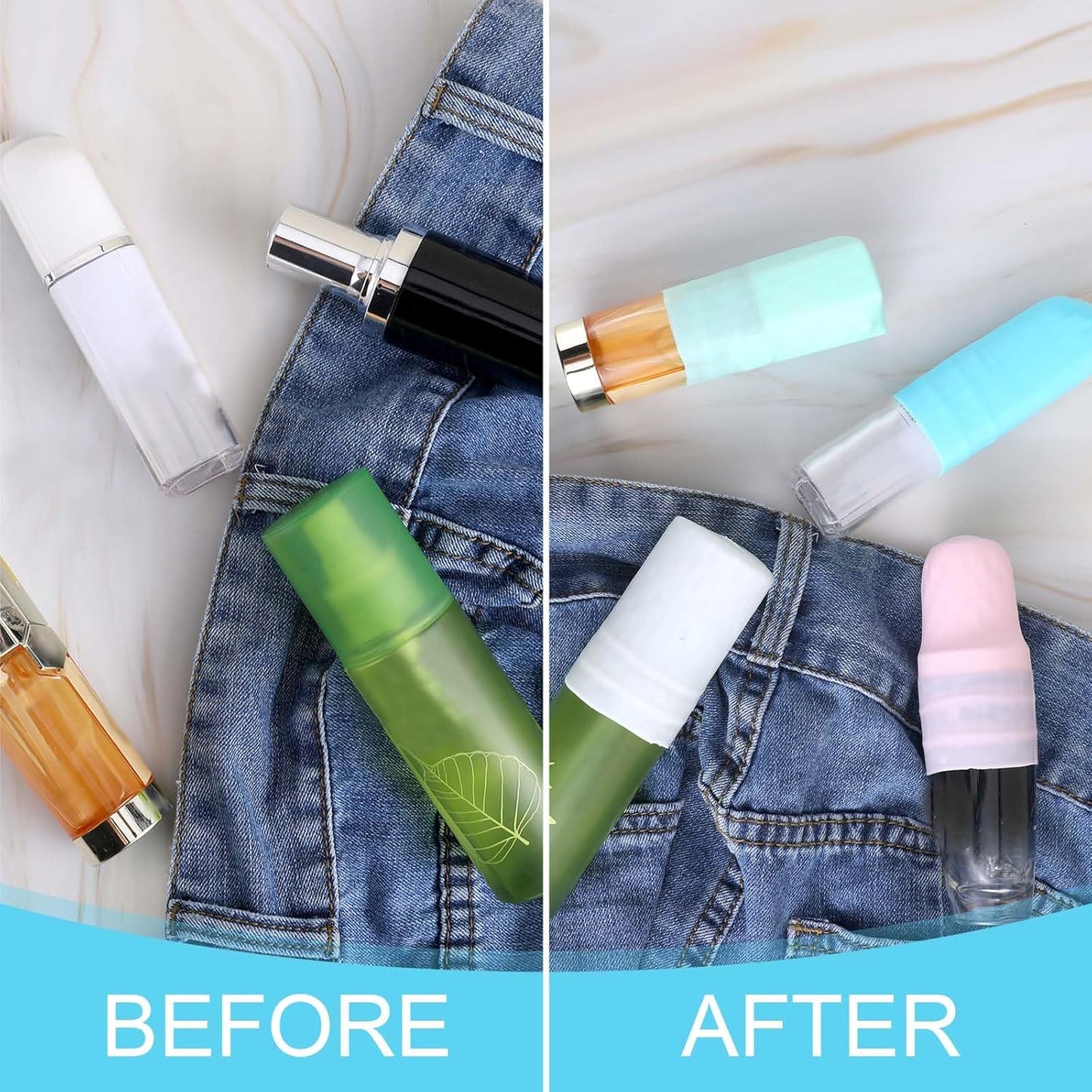 Leak-Proof Silicone Covers for Travel Toiletries