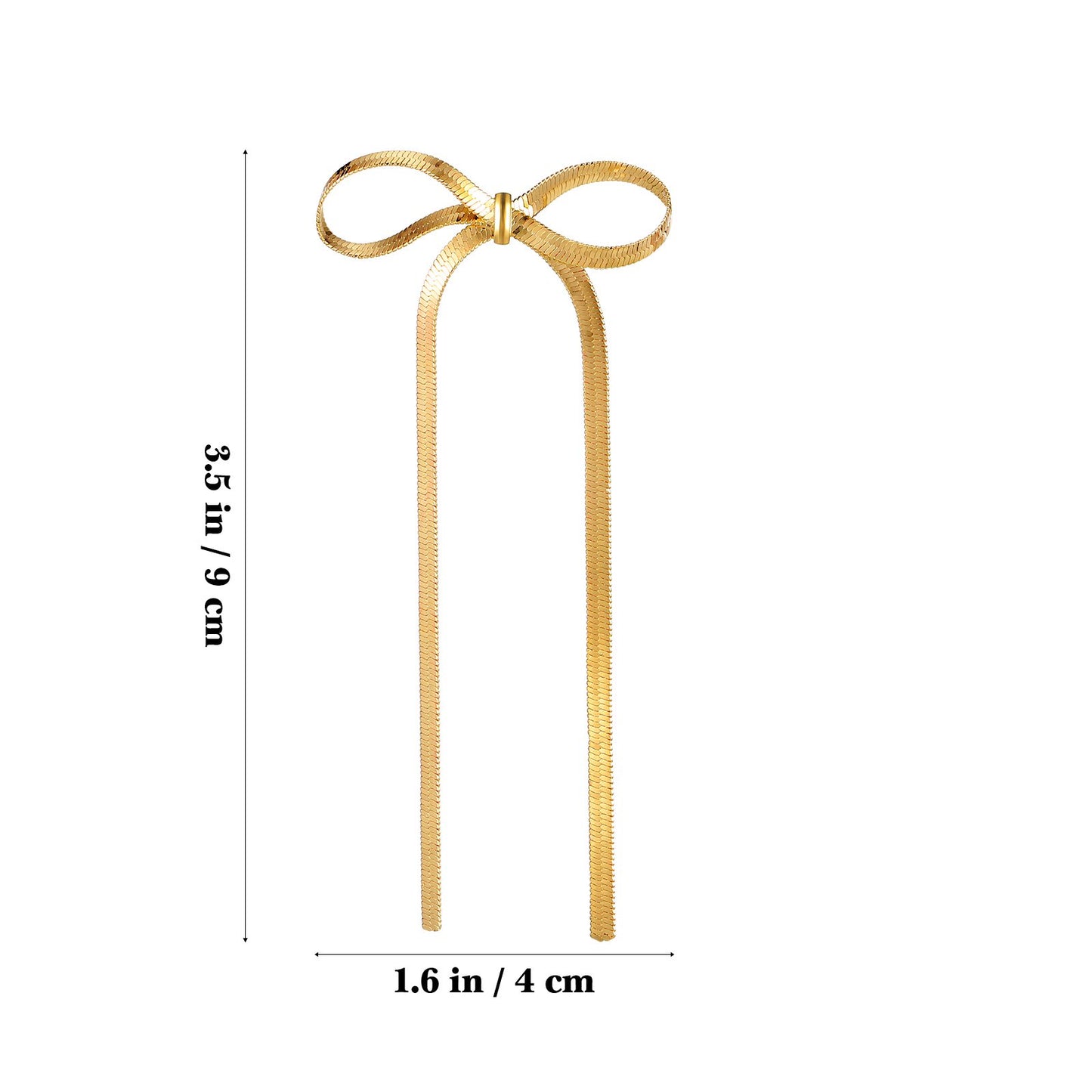 Bow Dangle Drop Long Tassel Chain Earrings