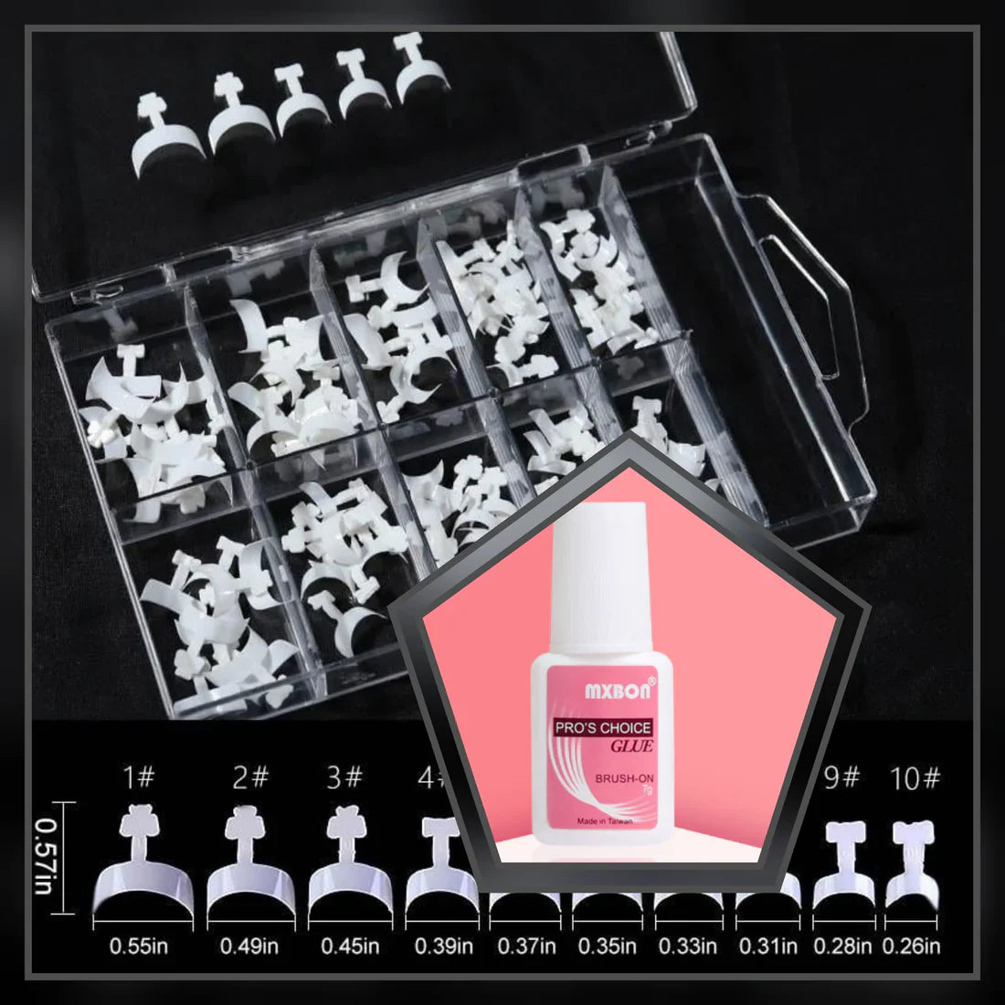 Glue-On French Manicure Nails Kit (Pack of 100)