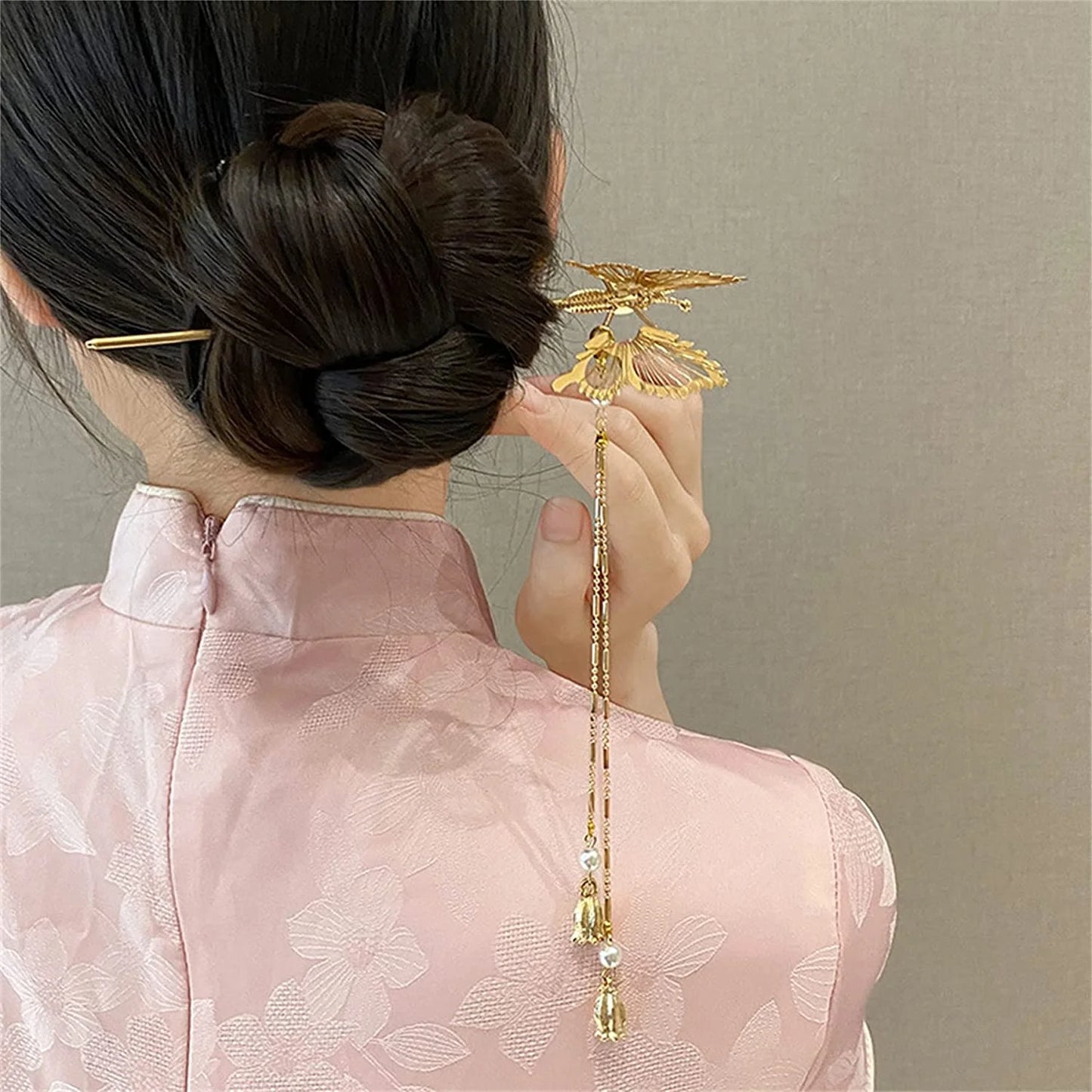 Butterfly Pearl Tassel Hair Stick
