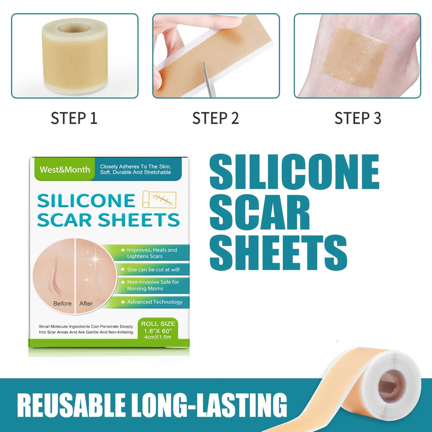 Silicone Scar Medical Skin Care & Pimples Removel Tape