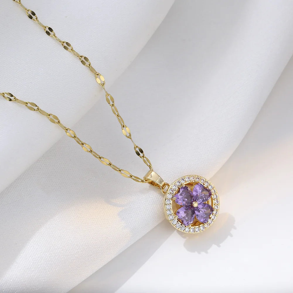 Luxe Crystal Rotating Pendant Necklace