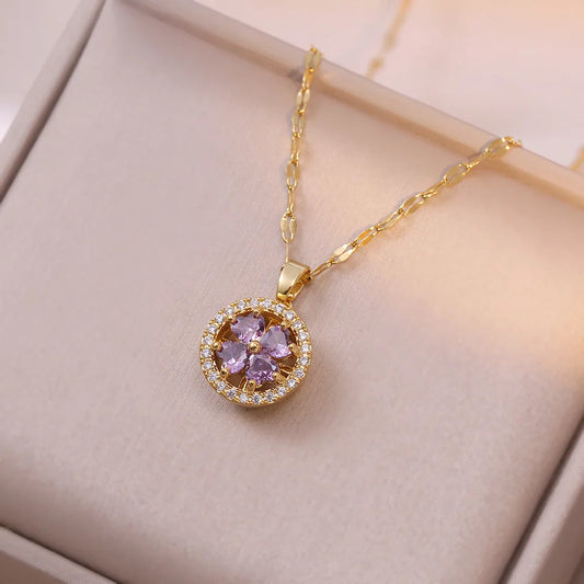 Luxe Crystal Rotating Pendant Necklace