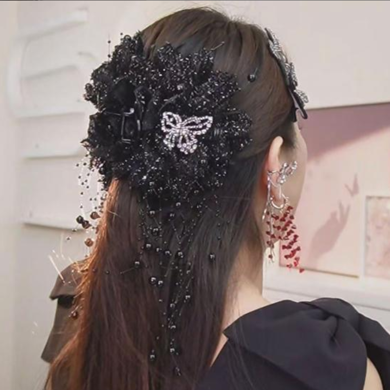 Feather Tassel Flower Hair Claw for Girls