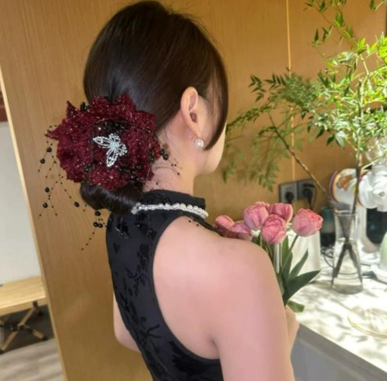 Feather Tassel Flower Hair Claw for Girls