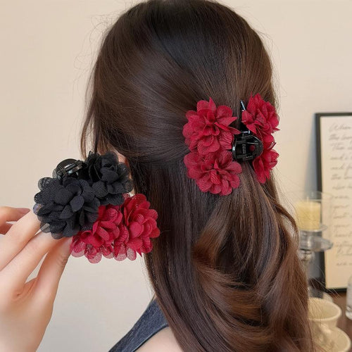 Fashion Fabric Rose Ponytail Hair Claw Clip