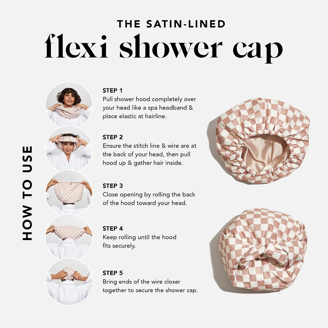 Satin-Lined Flexi Luxury Shower Cap