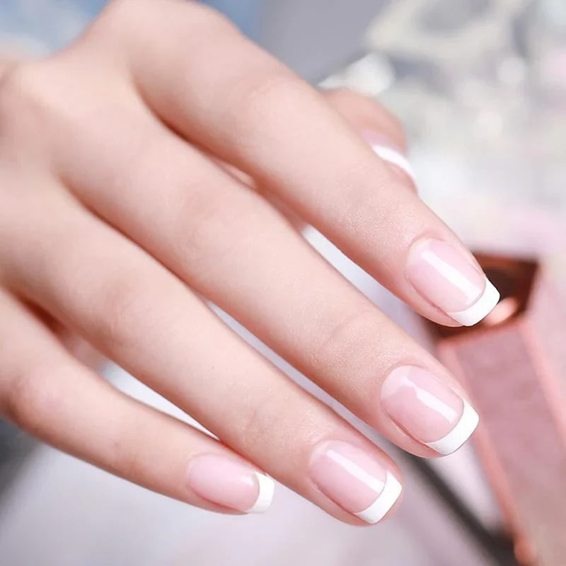 Glue-On French Manicure Nails Kit (Pack of 100)