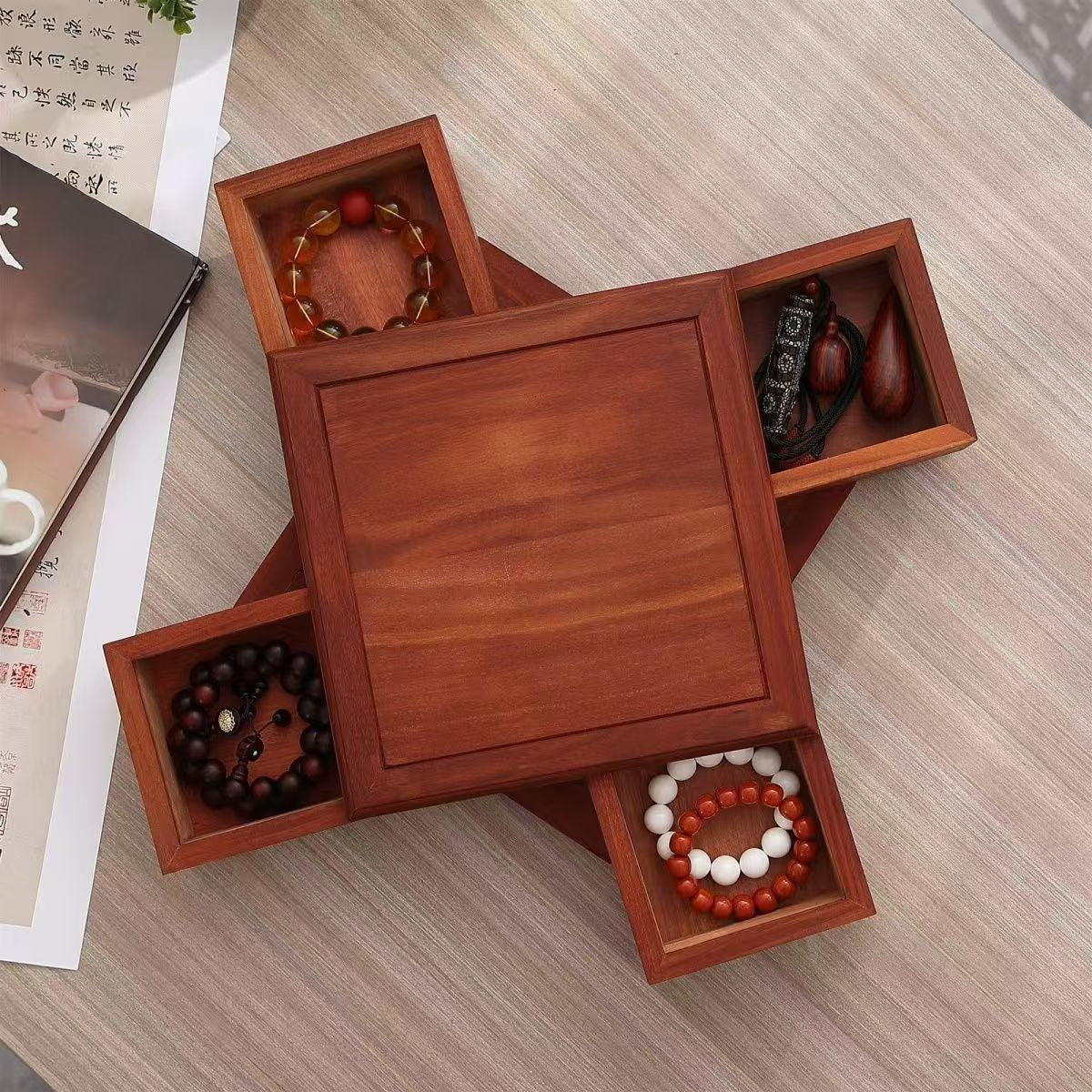 Rotating Luxury Wooden Jewelry & Snack Box