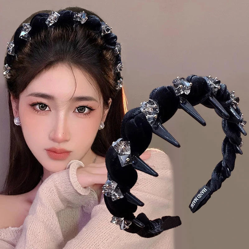 Luxury Crystal Black Hair Ring