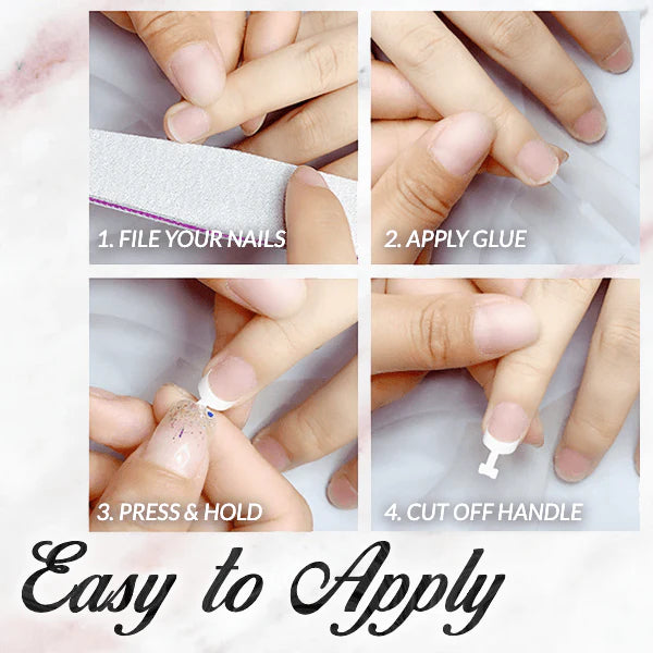 Glue-On French Manicure Nails Kit (Pack of 100)