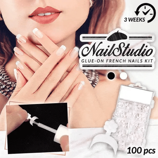 Glue-On French Manicure Nails Kit (Pack of 100)