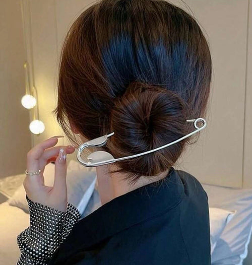 Giant Silver Safety Pin Hair Clip