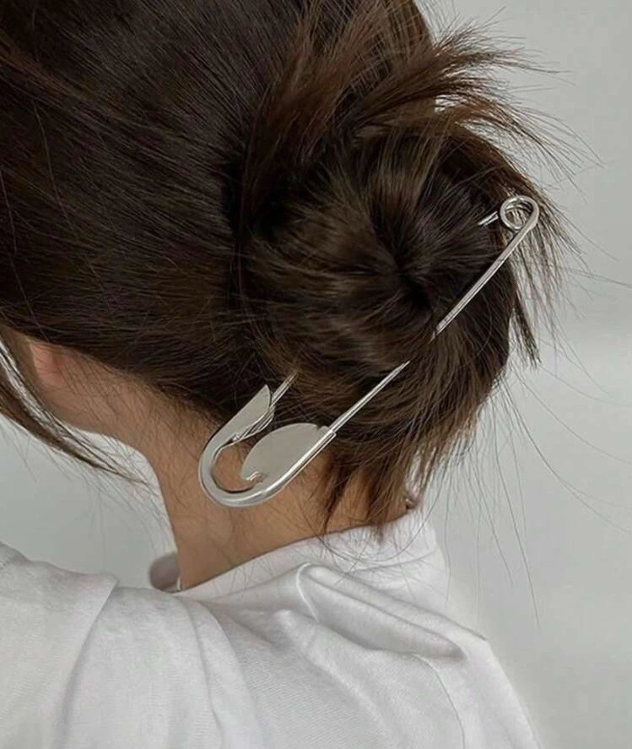 Giant Silver Safety Pin Hair Clip