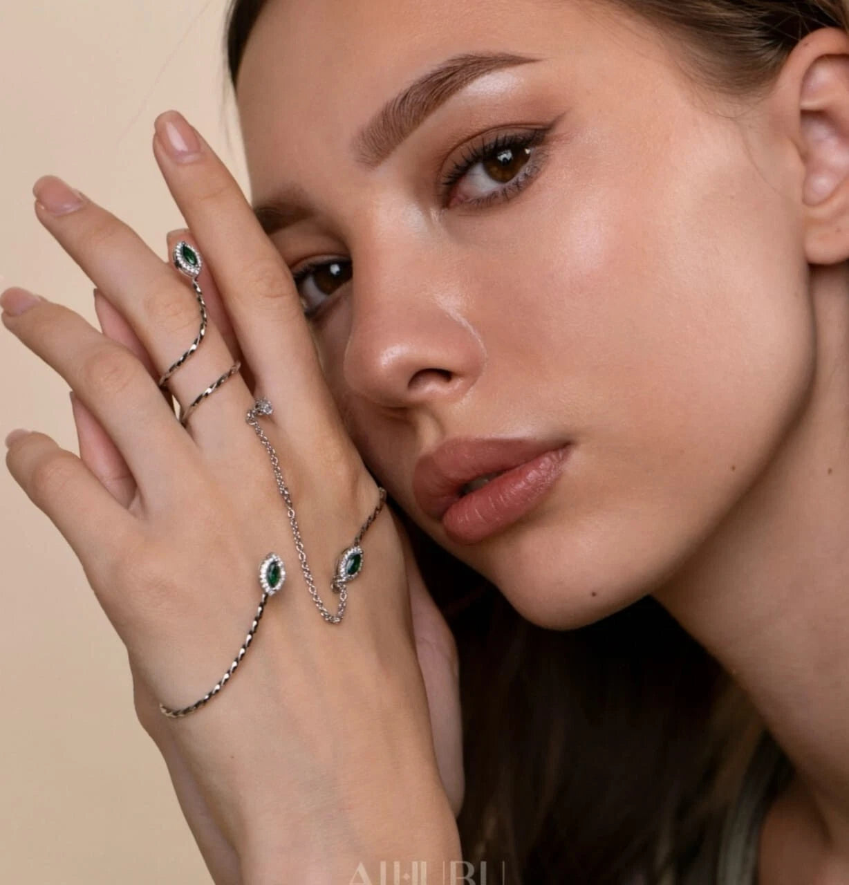 Palm Ring Hand Rhinestone Chain Bracelet