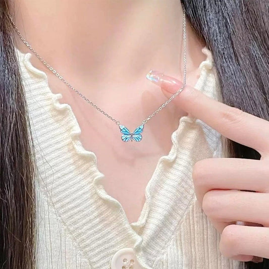 Luminous Blue Butterfly Glowing Pendant Necklace