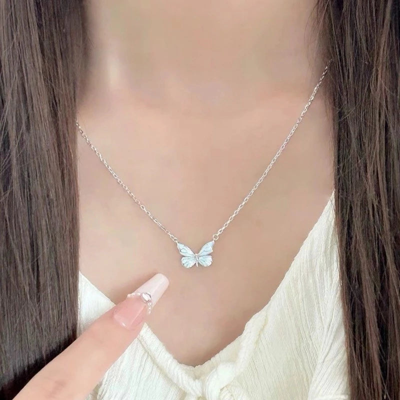 Luminous Blue Butterfly Glowing Pendant Necklace