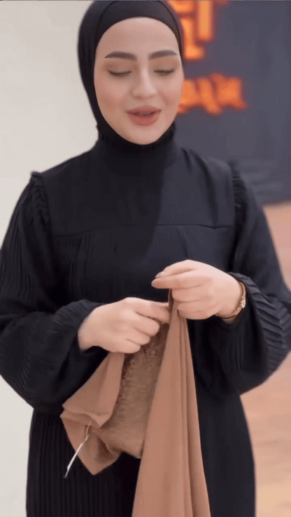 Lace Trim Scarf With Embroidered Hijab Cap
