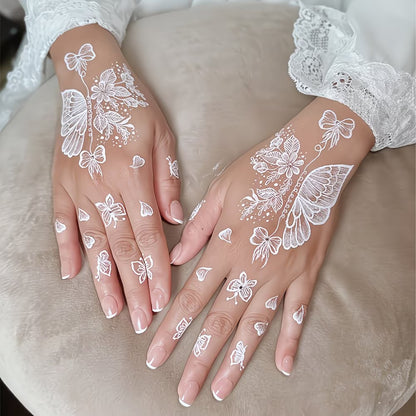 White Mehndi Waterproof Tattoo Stickers