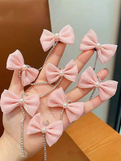 Children’s Braided Butterfly Hair Clips With Chain (Pair)