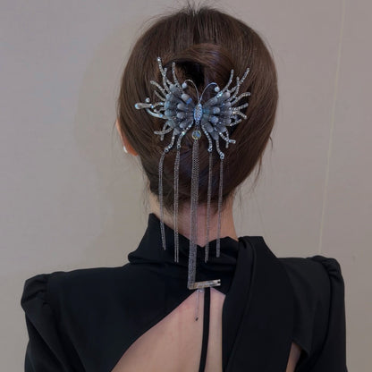 Twist Butterfly Shimmering Tassels Hair Clip