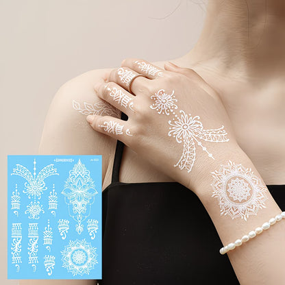 White Mehndi Waterproof Tattoo Stickers