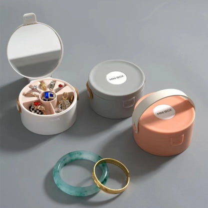 Round Double-Layer Mini Jewelry Organizer Box