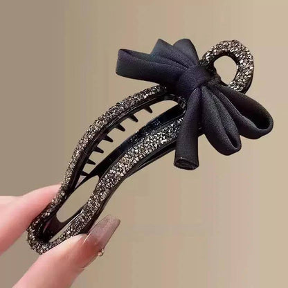 Black Rhinestone Duckbill Bow Hairpin