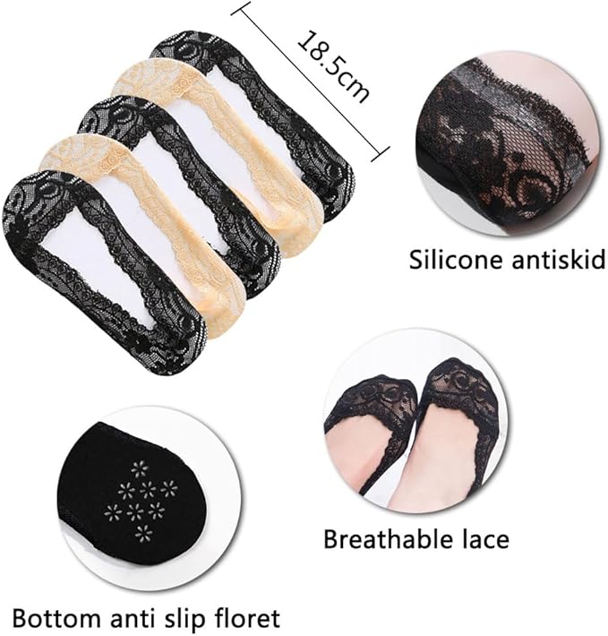 Anti-Slip Invisible Lace Ankle Liner Socks