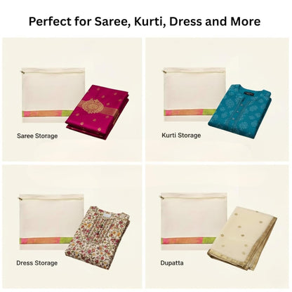 Reusable Cotton Saree Covers With Zip for Storage