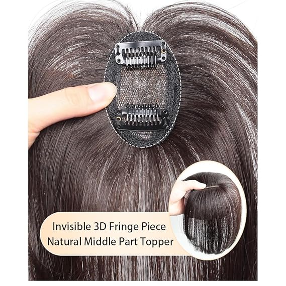 Hair Clip-In Topper Wig with Fluffy Side Bangs