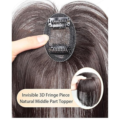 Hair Clip-In Topper Wig with Fluffy Side Bangs