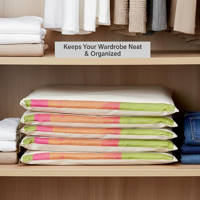 Reusable Cotton Saree Covers With Zip for Storage