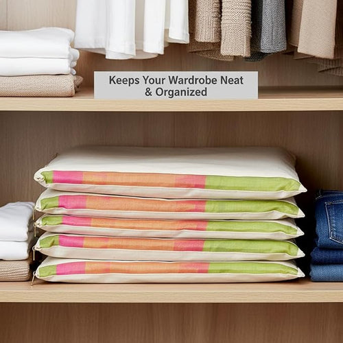Reusable Cotton Saree Covers With Zip for Storage