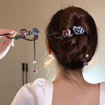 Elegant Rose Alloy Twist Hair Clip