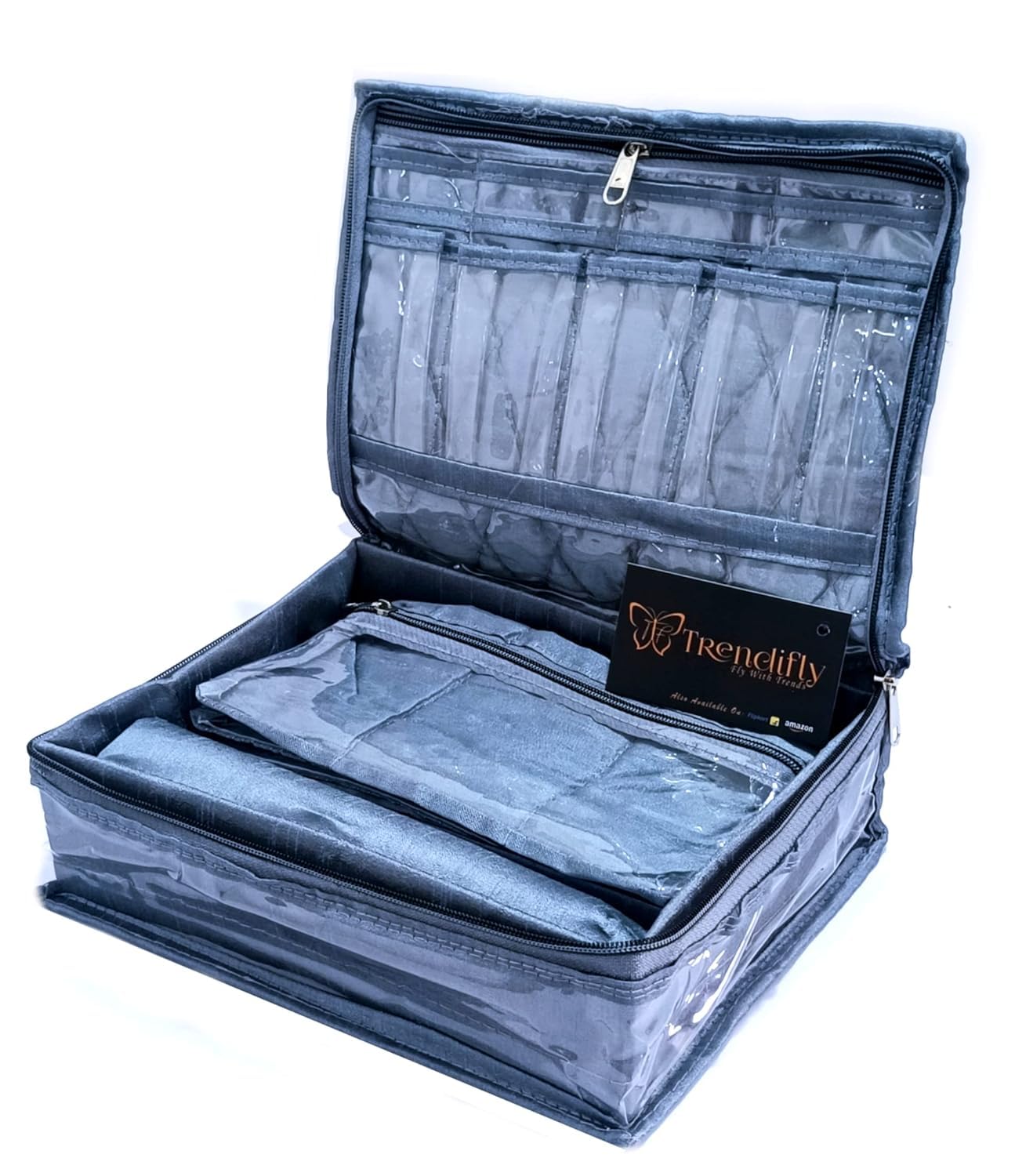 Multipurpose Travel Jewelry Organizer (Transparent Pouches & Bangle Rod)