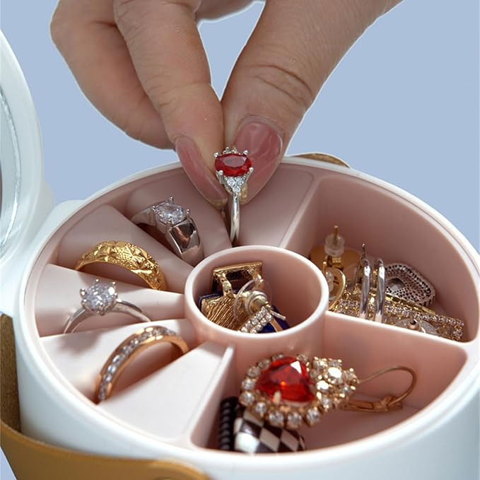 Round Double-Layer Mini Jewelry Organizer Box