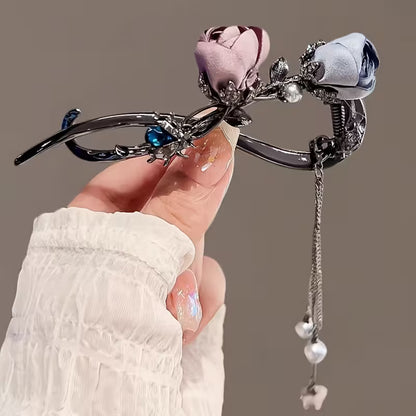 Elegant Rose Alloy Twist Hair Clip